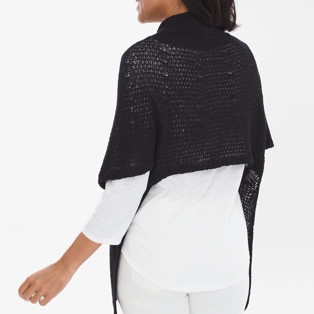 Chicos black loose knit wrap sweater - Picture 10 of 10